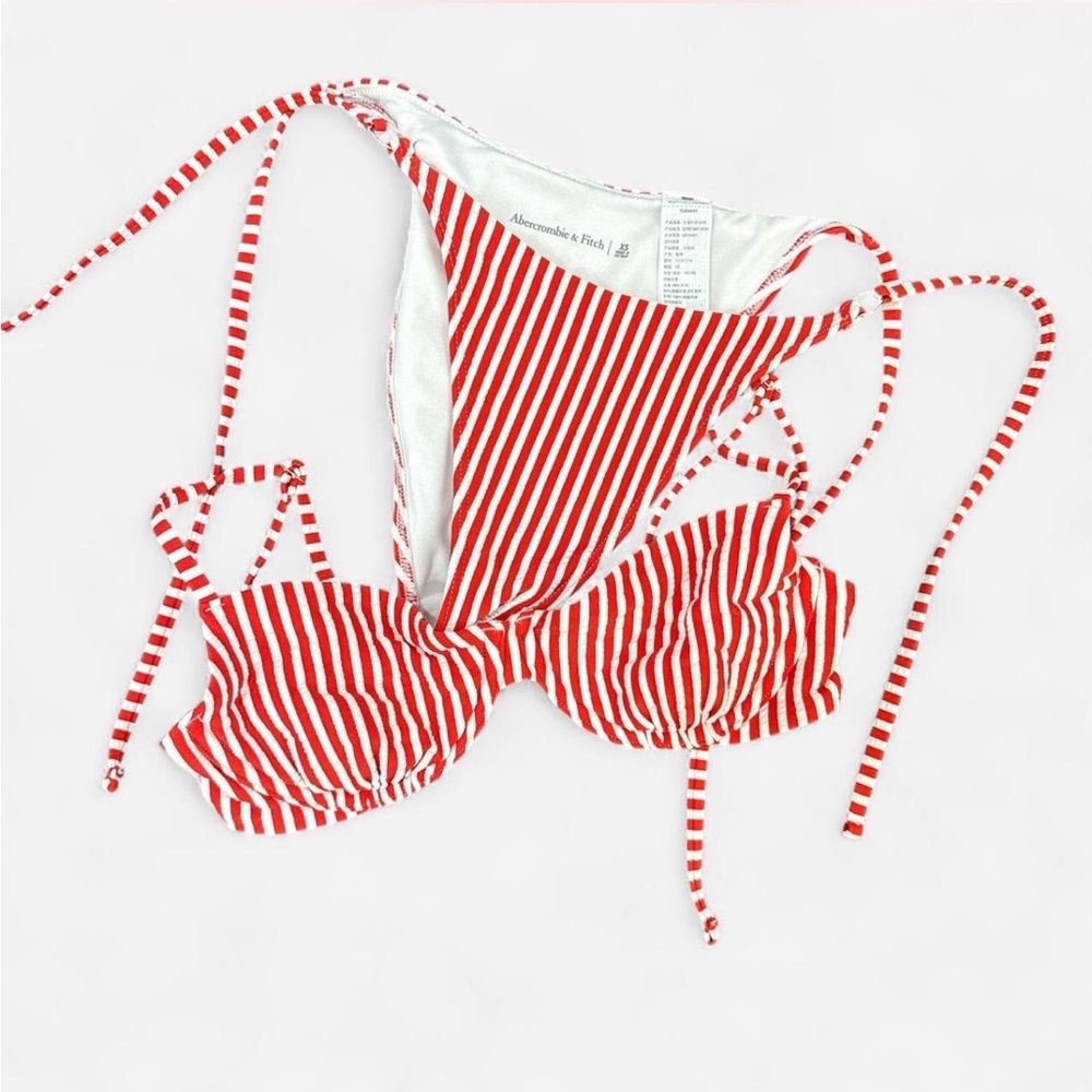 Abercrombie & Fitch Red and White Striped Swimwear